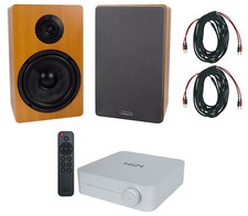  2 Rockville RockShelf 68C 360w 6.5" Wood Bookshelf Speakers Bluetooth/Wifi Amp