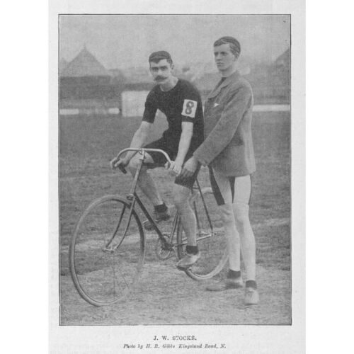 John William Stocks ciclista vittoriano - stampa antica 1895 - Foto 1 di 1
