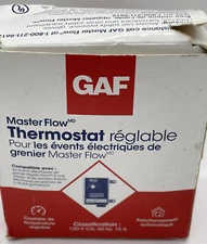GAF MasterFlow Manual Adjustable Thermostat for Power Attic Vents 900321 **NEW**