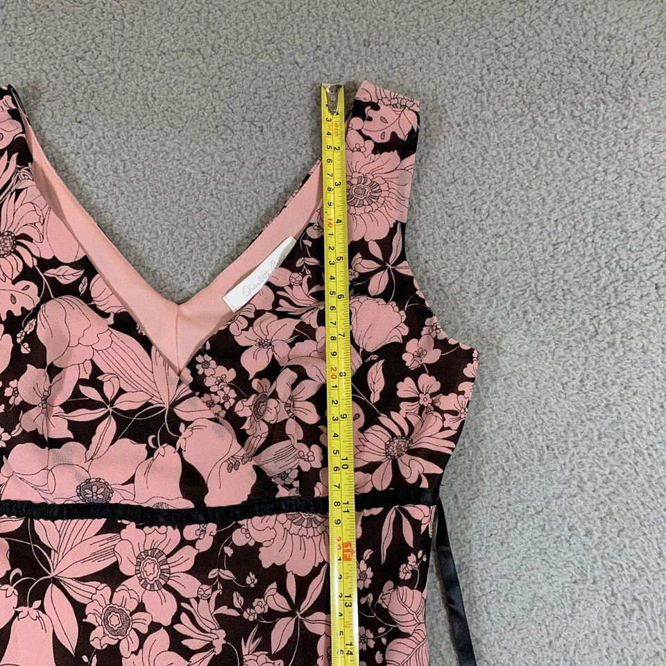 Charlotte Russe VINTAGE Dress Women S Pink Floral Tier Coquette Bow Lace #197 - Image 4 of 4