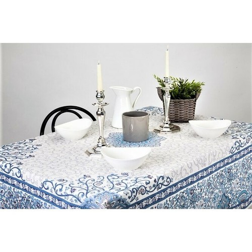 TISSAGES DU SOLEIL, FRENCH PROVENCE JACQUARD TABLECLOTH, SEVILLA BLEU, 3 SIZES - Picture 2 of 2
