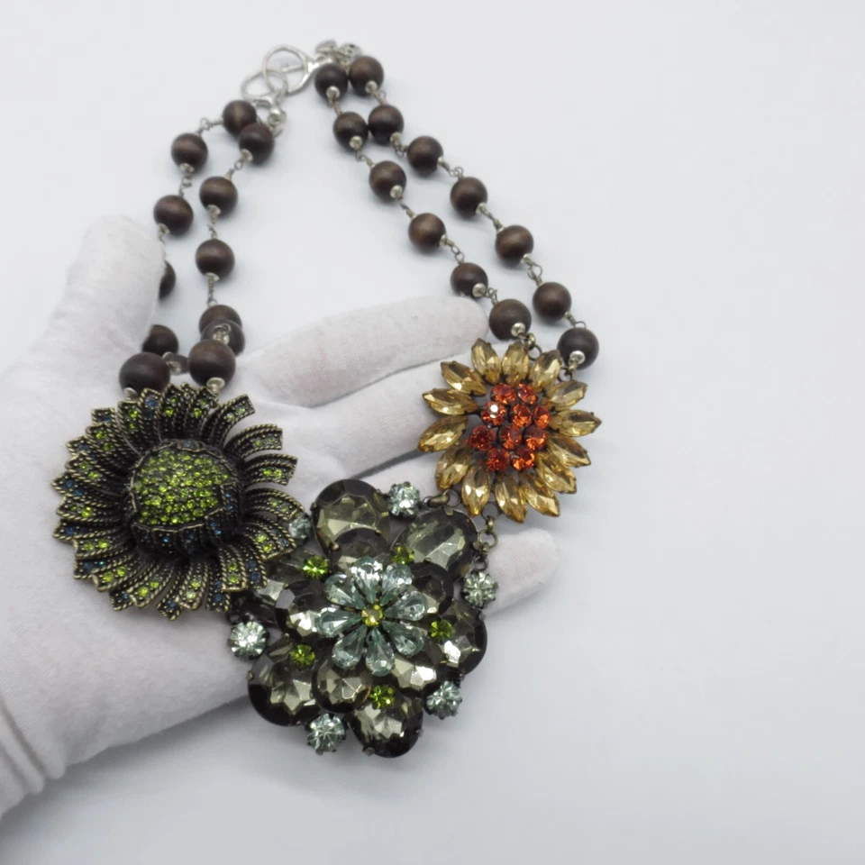 化石花园项链多色水钻折衷声明 18 — 第 3/4 张图片