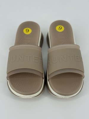 NEW Hunter Geneva Slides SLIP ON Tan Women 9 Water Resistant Comfort Footbed