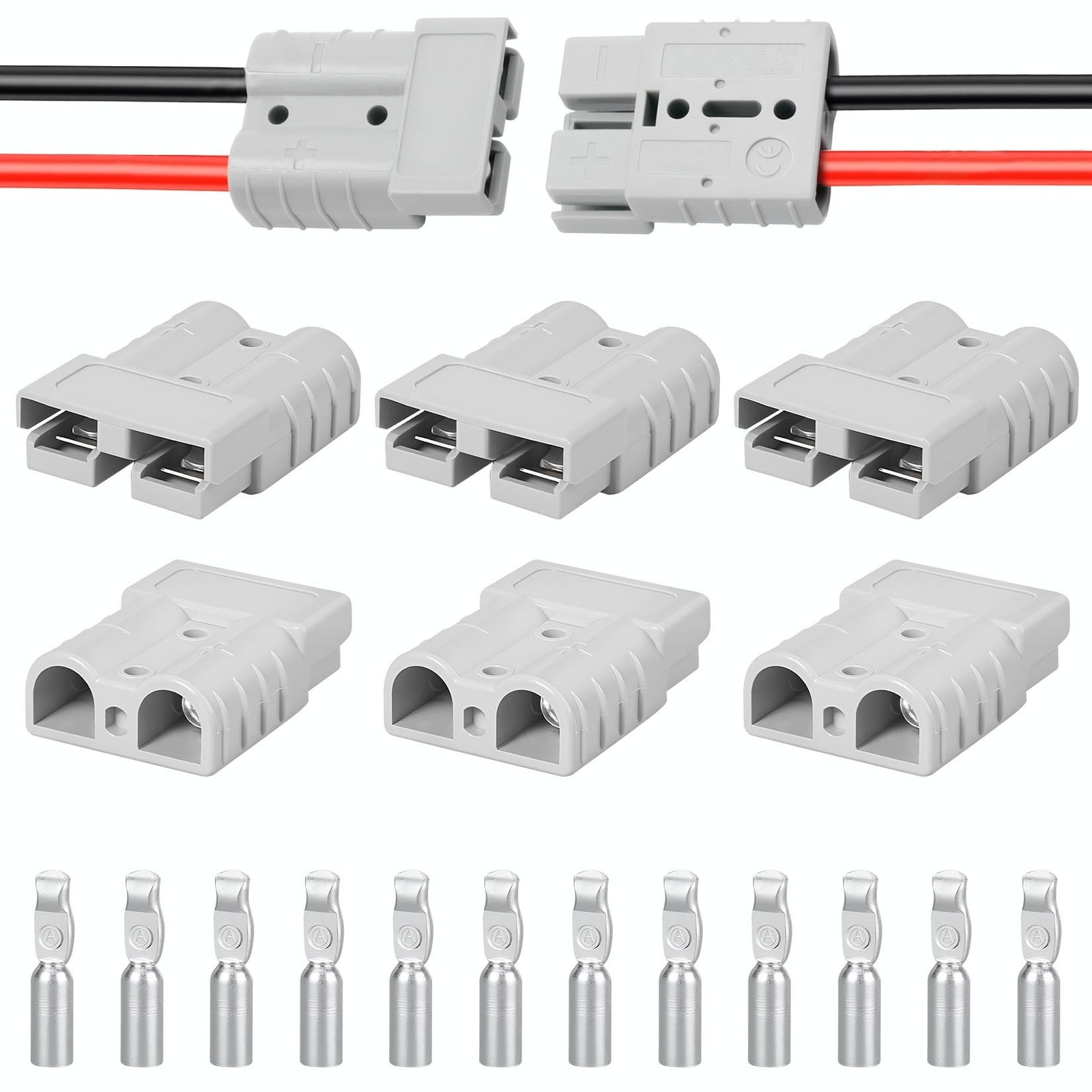 6 Pcs 50A-600V Battery Quick Connect/Disconnect, Compatible with Anderson Con...