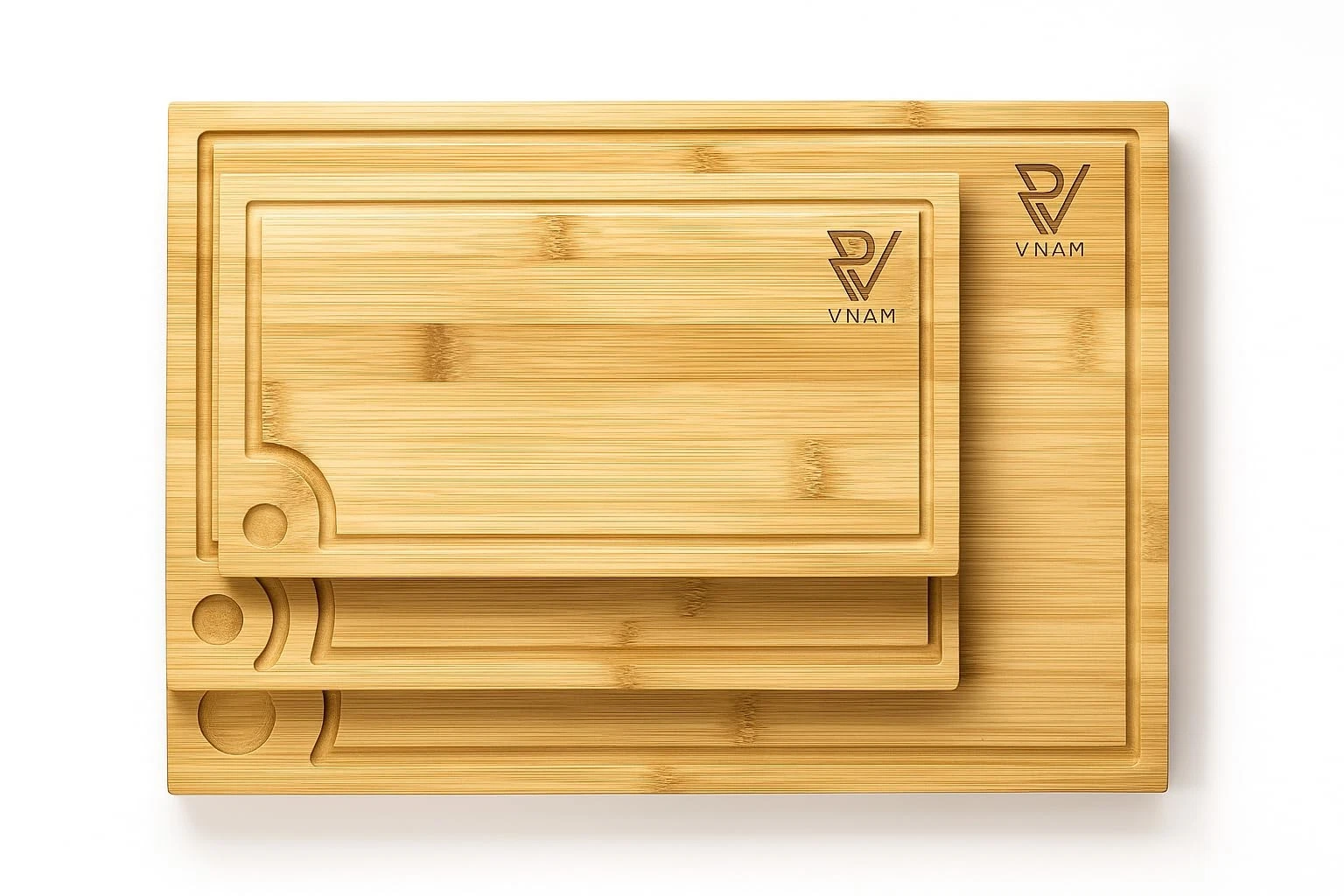 Bamboo Cutting Board Set of 3 for Kitchen – Wooden Chopping Boards with Juice...