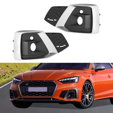 Pair Front Bumper Fog Light Fog Lamp Covers For 2020-2022 Audi A5 S5 Sportback