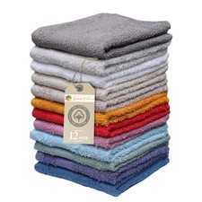 Living Fashions Washcloths, 12 Pack, 100% Extra Soft Ring Spun Cotton Wash Cl...