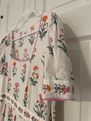 Pink City Prints Spring Iris Evelyn Midi Dress Medium Block Print - Picture 9 of 22