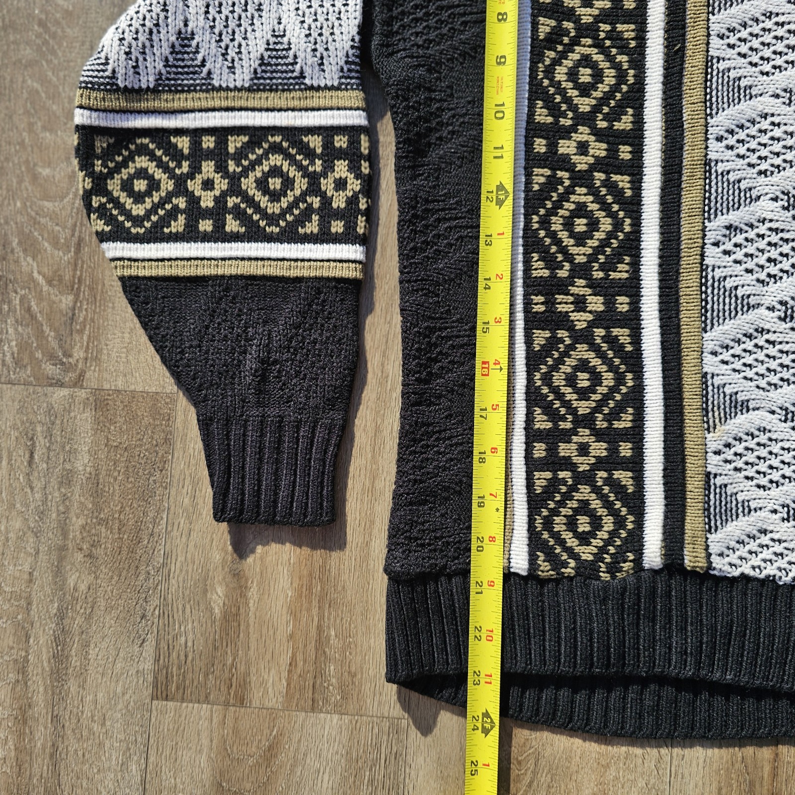 Vtg 80’s Geometric Patterned Pullover Sweater Bla… - image 3