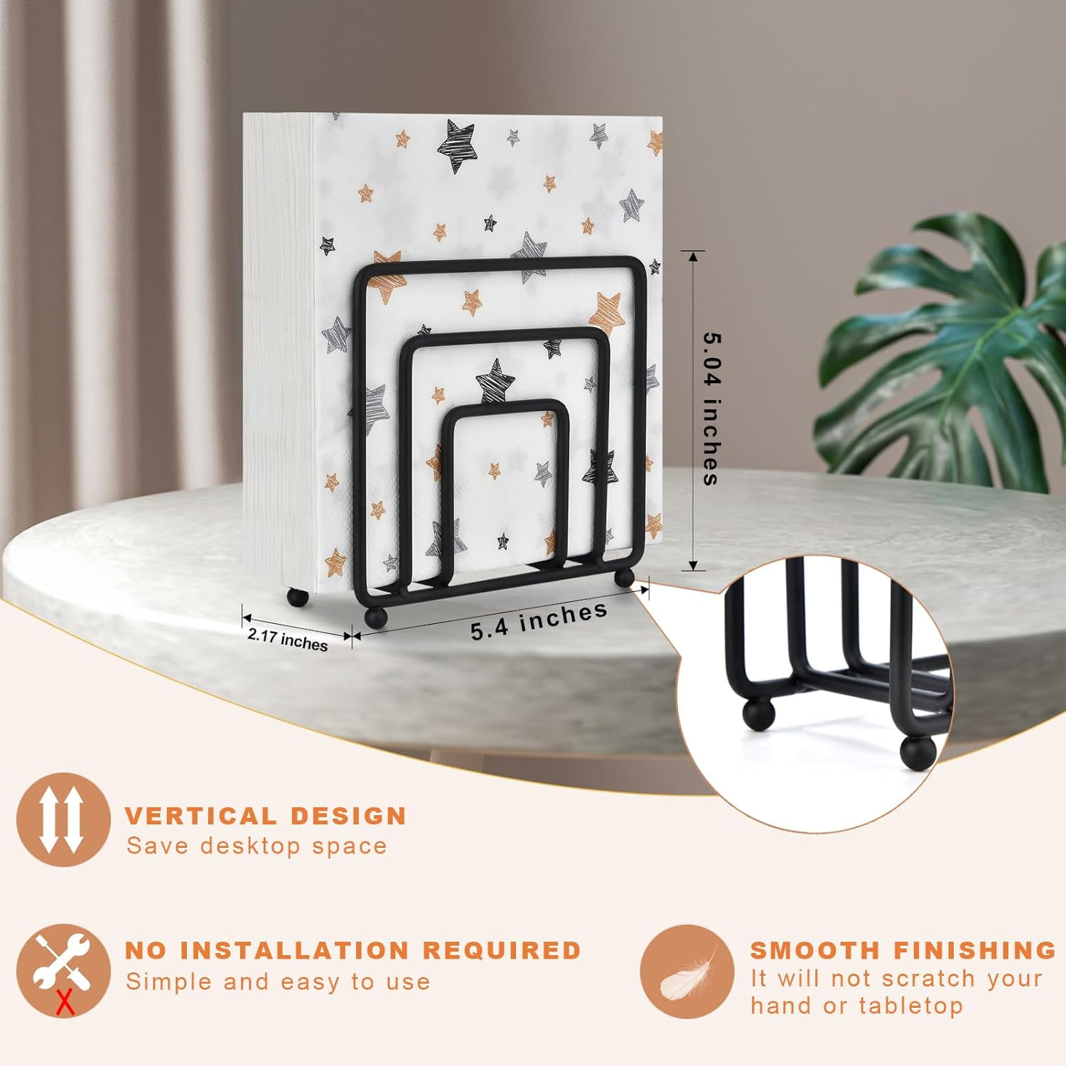 Napkin Holder for Table, Modern Metal Black Napkin Holders for Kitchen Dining Ta