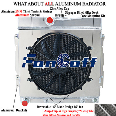 4 Row Radiator+Shroud Fan For 1963-1969 Dodge Charger Mopar Plymouth Fury 5.9L