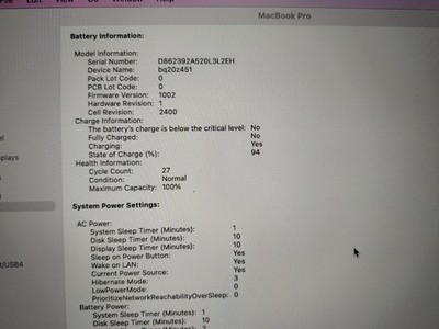 Apple Macbook Pro 13 inch ,M2 ,  A2338 Keyboard, Touchpad Assembly, Space Gray