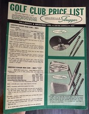 Vintage 1967 Louisville Slugger Golf Club Catalog Price List Hillerich Bradley
