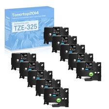 10PK TZ 325 TZe 325 White On Black 3/8'' Label Tape for Brother PT-D200 D200MA