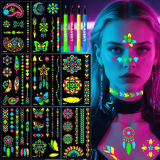 Glow in the Dark Temporary Tattoo Markers for Face Paint, 4PCS UV Neon Body Mark