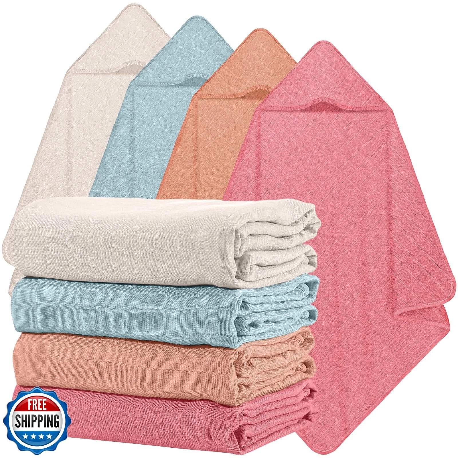 Preboun 4 Pcs Muslin Hooded Baby Towels,32"x 32" Cotton Newborn Bath Towel Mu
Opens in a new window