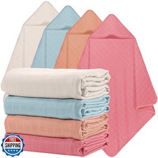 Preboun 4 Pcs Muslin Hooded Baby Towels,32"x 32" Cotton Newborn Bath Towel Mu