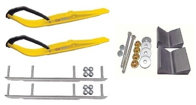 C&A Pro Yellow Razor Snowmobile Skis w/ 9'' Shaper Bars Complete Kit Polaris Pro