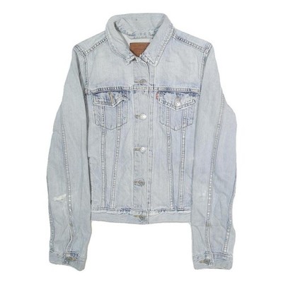 LEVI'S Damen Jeansjacke blau M Baumwolle uni Knopfverschluss Freizeit Oberbekleidung