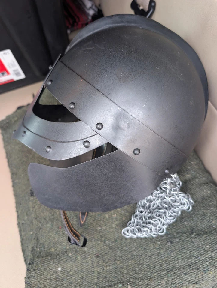 Средневековый викинг шлем рыцарь стальной шлем с кожаной подкладкой доспехи шлем - Изображение 4 из 4