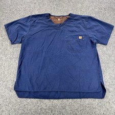 Carhartt Mens C15108 Scrub Top Navy Blue Size Large Ripstop