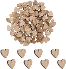 100Pcs 0.5" Wooden Hearts for Crafts - Small Unfinished Heart Cutout Slices for