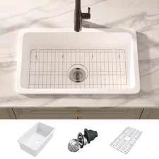 Eridanus Oslo 30 in. Drop-In/Undermount Single Bowl Fireclay Kitchen Sink