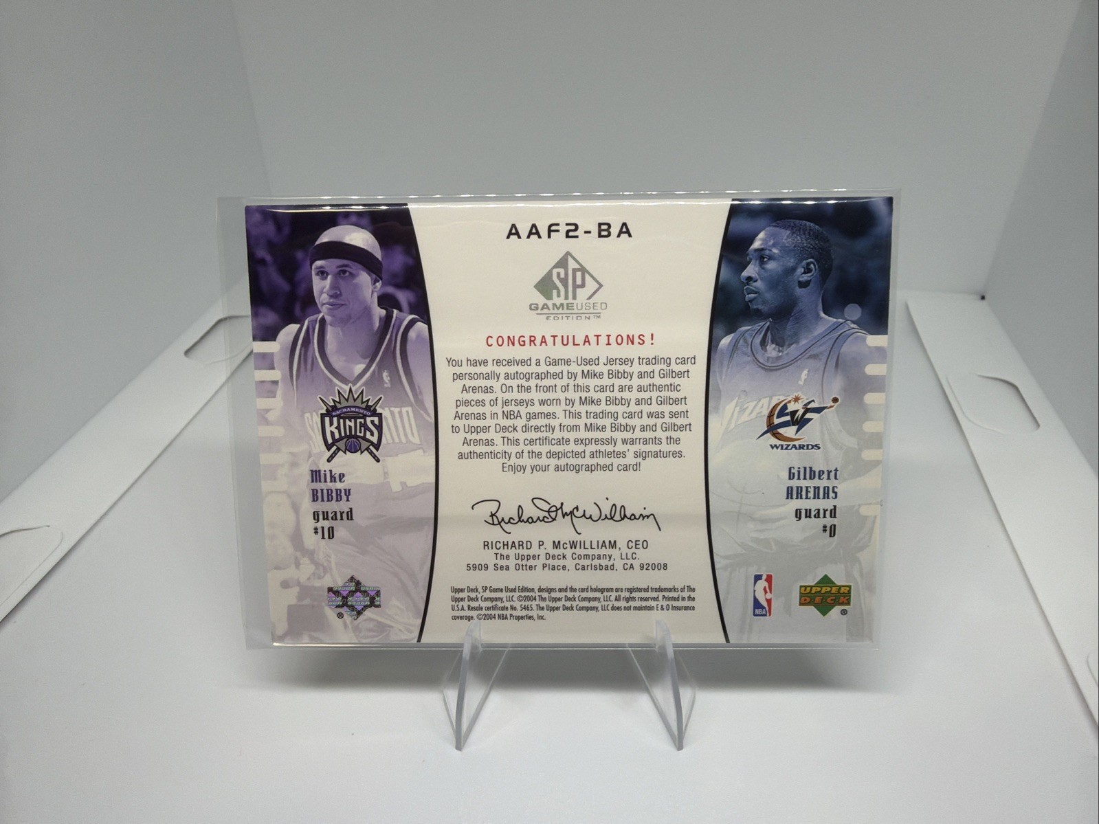 2004 sp game used Auto Dual Jersey Gilbert Arenas Mike Bibby /50 On Card Rare view 5