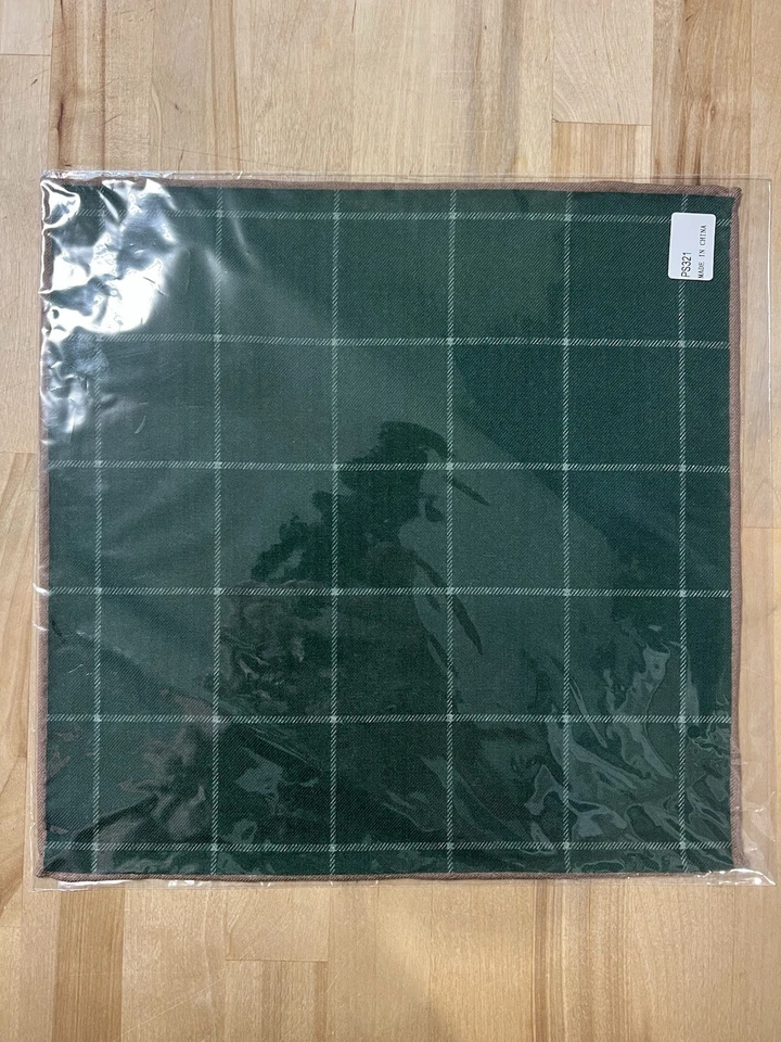 Indochino Reversible Forest Green Wool Pocket Square – Windowpane & Polka Dot - Image 3 of 4