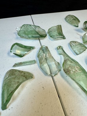 Vintage Original Glass Coca-cola Bottles BROKEN PIECES Great Art installation