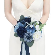 1Pc Navy Blue Bridesmaids Bridal Bouquet Artificial Wedding Bouquets for Brid...