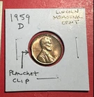 ERROR 1959D Lincoln Memorial Cent PLANCHET CLIP Mint ERROR! Nice! Old US Coin!