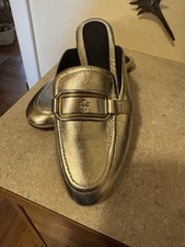 Tory Burch Georgia Backless Loafer Good Metallic Size 7.5 NEW