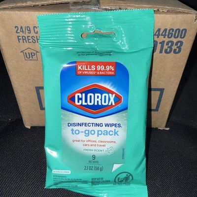 New Bulk Clorox To Go Pack Disinfecting Wet Wipes (9 piece/pk  24 Packs/case)