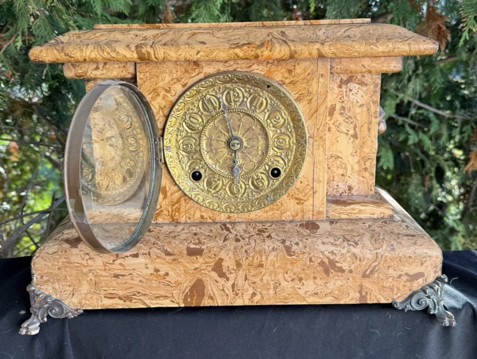 Antiguo Reloj Manto Adamantino Onxy Mexicano 1910 Seth Thomas - VER VIDEO Foto 2 de 4