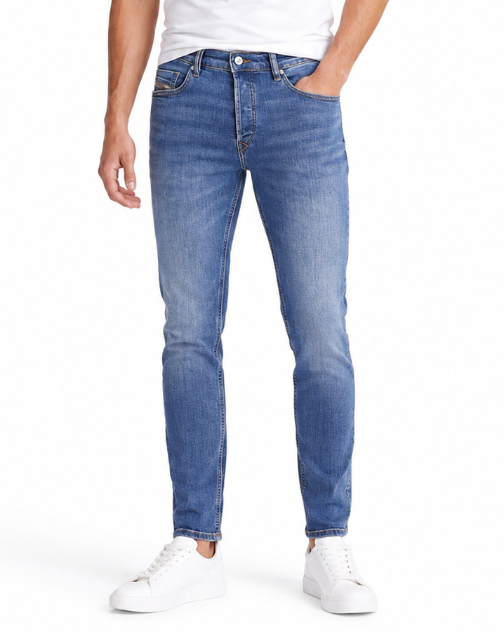 DIESEL Tepphar RB105 Men Jeans W32/L34 Blue Whiskers Faded Slim Fit RRP175