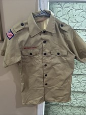 Boy Scout BSA UNIFORM Tan SHIRT Youth Large Short Sleeve V20