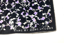 Marc By Marc Jacob’s Black Purple Floral Print Silk Scarf 30" Square Chain Edges