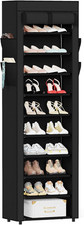 Shoe Rack with Cover, 10 Tier Tall Shoe Organizer for 18-22 Pairs of Shoes, Shoe