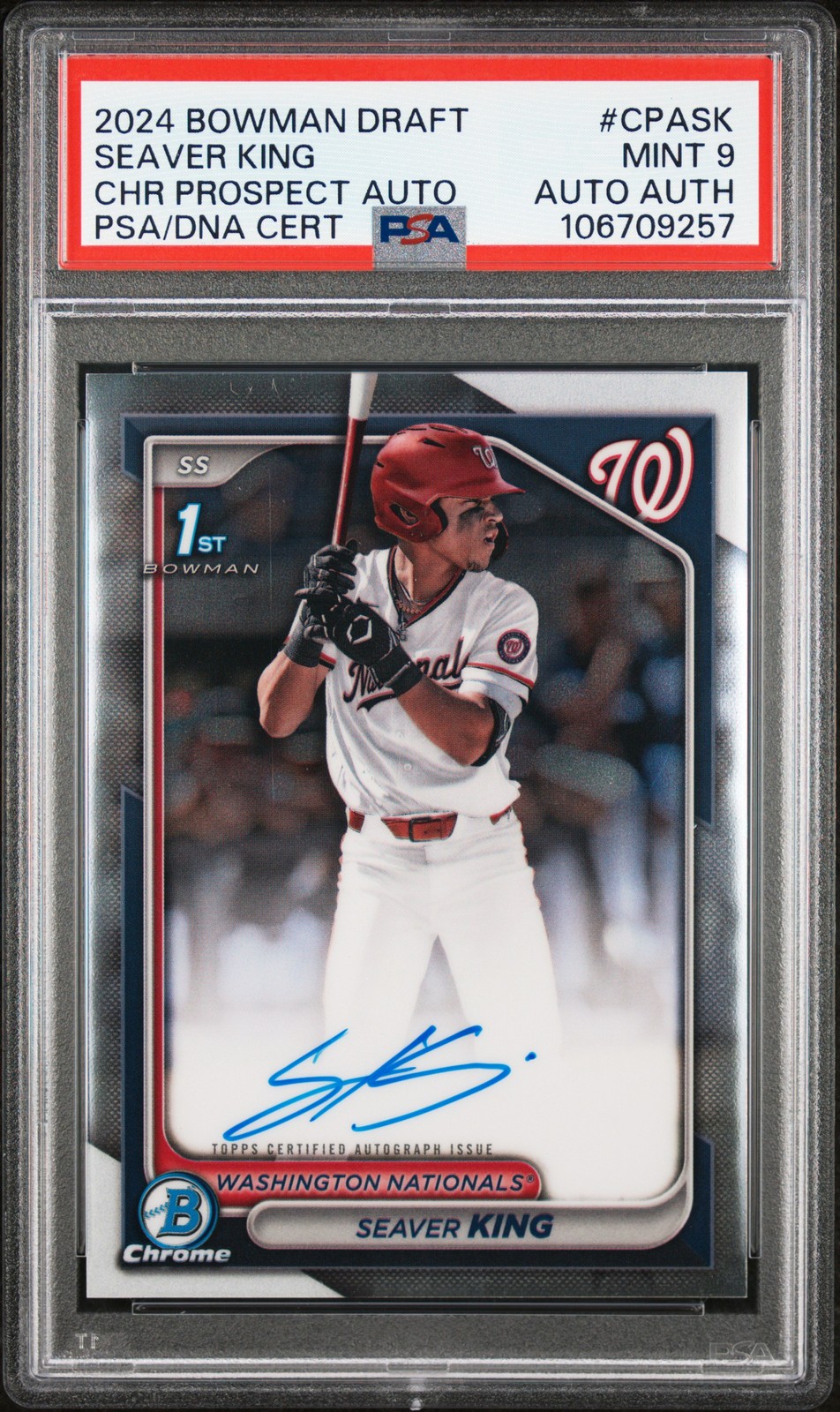 2024 BOWMAN DRAFT CHROME PRSPCT AUTOS #CPASK SEAVER KING PSA 9 AUTO AUTHENTIC