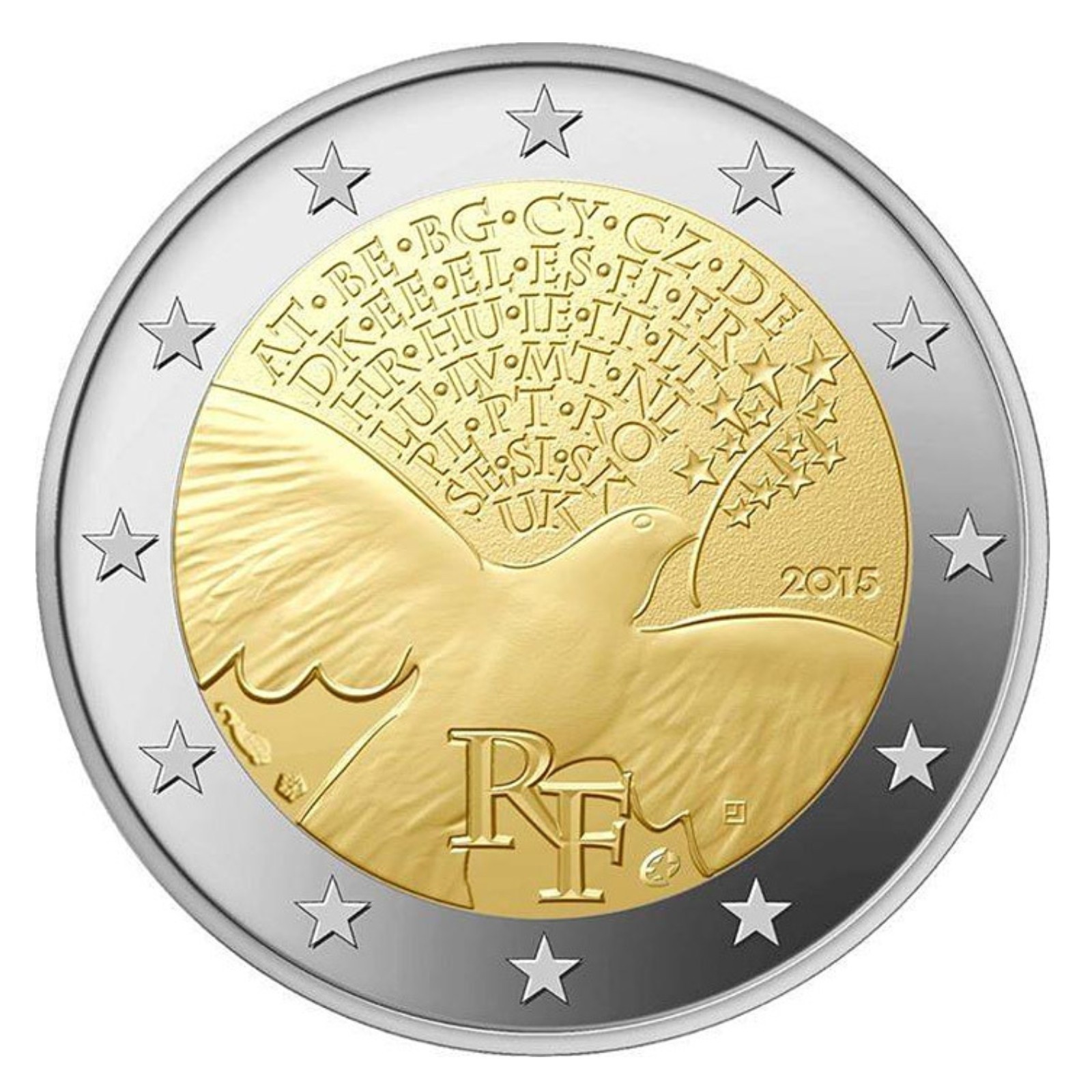 France, 2015, pièce de 2 euros, UNC, sous capsule, 70 ans des Nations Unies !