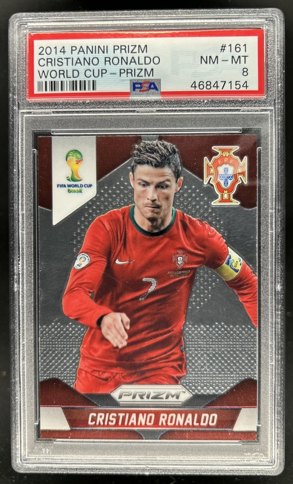 2014 Panini Prizm FIFA World Cup Brazil Cristiano Ronaldo Prizm #161 PSA 8