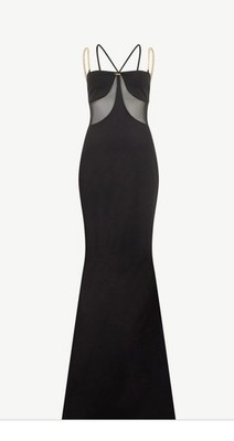 Roberto Cavalli Black Dress With Goldtone Chains.  2026 Season. Size 40.