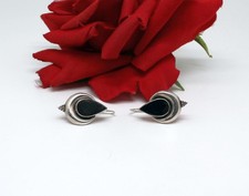 Sterling Silber & Onyx Ohrringe 6,78 g KATZENRETTUNG