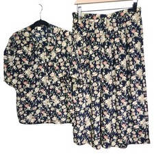 Vintage Notations 2 Piece Shirt  Culottes 10/12 Floral Cottagecore Grannycore