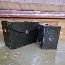 Kodak Brownie No. 2 Model C Box Camera with Leather Handle Case.