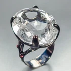 Handmade 40 ct+ Natural Quartz Ring 925 Sterling Silver Size 8 /R467254