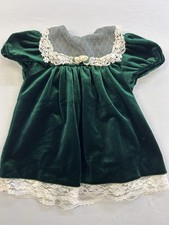 Vintage 90s Rare Editions Toddler Girls Emerald Green Velvet Christmas Dress 24M