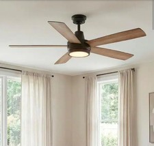 Hampton Bay Fanelee 54 in. LED Bronze Smart Ceiling Fan with Light and Remote