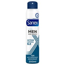 Image of Sanex Men Active Control Antiperspirant Deodorant Spray 200 ml (Pack of 6)